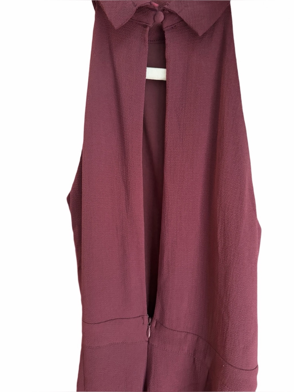 Nwt Women's Plum Mock Neck Key Hole Back Wide Leg Jumpsuit By Fab' Rik Size Smal — image 6 of 8